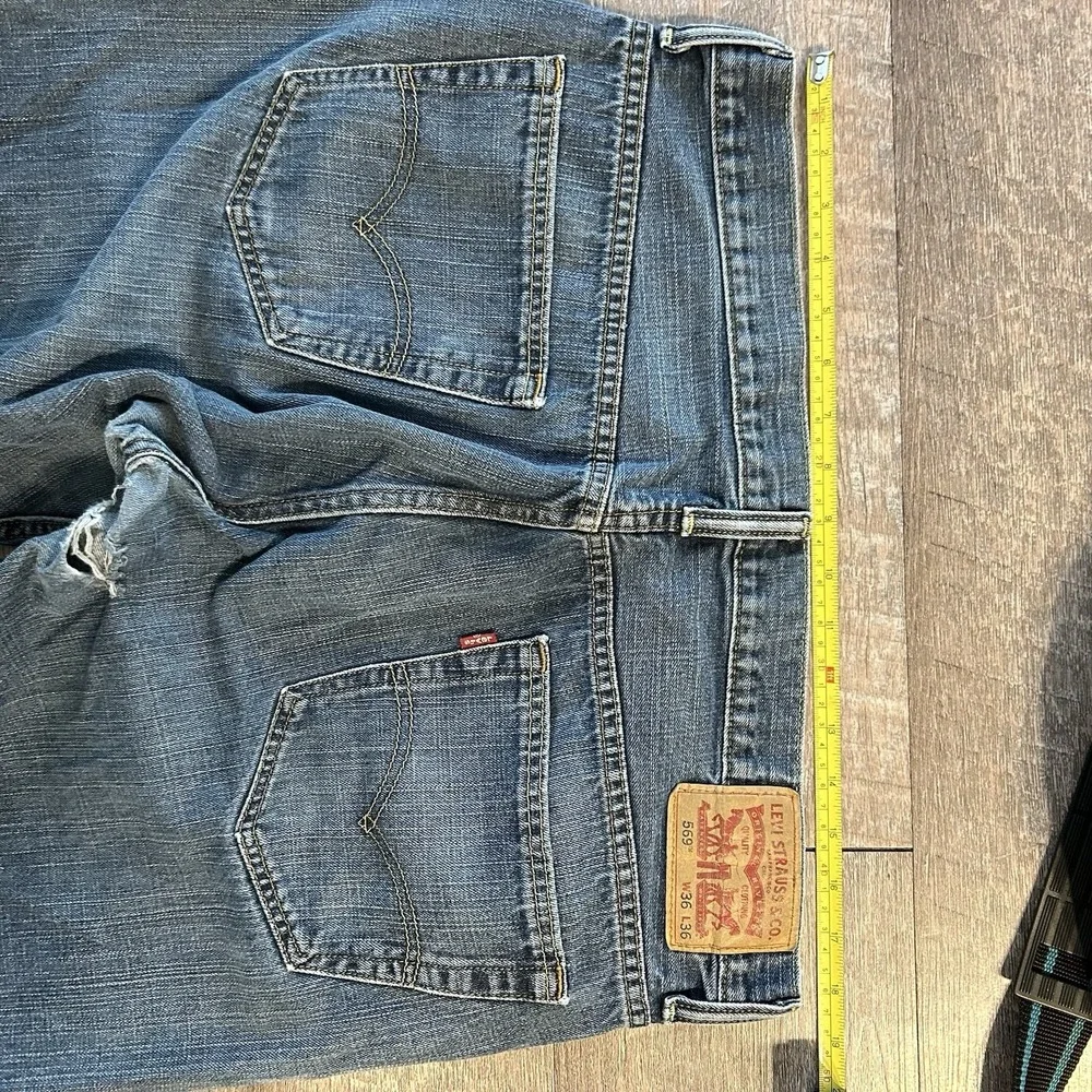 Levis 569 Jeans Mens 36x36 Blue Wash Loose Fit Classic Straight Leg Roomy Denim